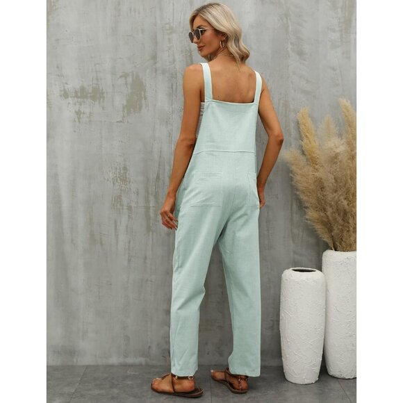 Women's Jumpsuit Oversized Rompers with Pockets - Lightgreen - Picture 3 of 6